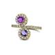 1 - Kevia Amethyst and Iolite with Side Diamonds Bypass Ring 