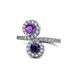 1 - Kevia Amethyst and Blue Sapphire with Side Diamonds Bypass Ring 