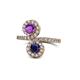 1 - Kevia Amethyst and Blue Sapphire with Side Diamonds Bypass Ring 