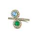 1 - Kevia Blue Topaz and Emerald with Side Diamonds Bypass Ring 