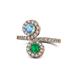 1 - Kevia Blue Topaz and Emerald with Side Diamonds Bypass Ring 