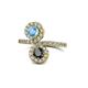 1 - Kevia Blue Topaz and Black Diamond with Side Diamonds Bypass Ring 