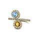 1 - Kevia Blue Topaz and Citrine with Side Diamonds Bypass Ring 