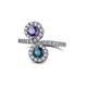 1 - Kevia Iolite and Blue Diamond with Side Diamonds Bypass Ring 