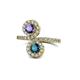 1 - Kevia Iolite and Blue Diamond with Side Diamonds Bypass Ring 