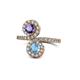 1 - Kevia Iolite and Blue Topaz with Side Diamonds Bypass Ring 