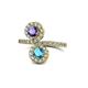 1 - Kevia Iolite and London Blue Topaz with Side Diamonds Bypass Ring 