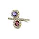 1 - Kevia Iolite and Ruby with Side Diamonds Bypass Ring 