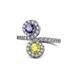1 - Kevia Iolite and Yellow Sapphire with Side Diamonds Bypass Ring 