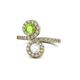 1 - Kevia Peridot and White Sapphire with Side Diamonds Bypass Ring 