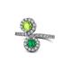1 - Kevia Peridot and Emerald with Side Diamonds Bypass Ring 