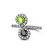 1 - Kevia Peridot and Black Diamond with Side Diamonds Bypass Ring 