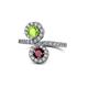 1 - Kevia Peridot and Ruby with Side Diamonds Bypass Ring 