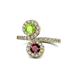 1 - Kevia Peridot and Ruby with Side Diamonds Bypass Ring 