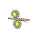 1 - Kevia Peridot with Side Diamonds Bypass Ring 