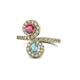 1 - Kevia Rhodolite Garnet and Aquamarine with Side Diamonds Bypass Ring 