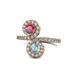 1 - Kevia Rhodolite Garnet and Aquamarine with Side Diamonds Bypass Ring 