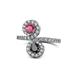 1 - Kevia Rhodolite Garnet and Black Diamond with Side Diamonds Bypass Ring 