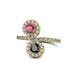 1 - Kevia Rhodolite Garnet and Black Diamond with Side Diamonds Bypass Ring 
