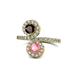 1 - Kevia Red Garnet and Pink Tourmaline with Side Diamonds Bypass Ring 