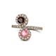 1 - Kevia Red Garnet and Pink Tourmaline with Side Diamonds Bypass Ring 