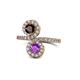 1 - Kevia Red Garnet and Amethyst with Side Diamonds Bypass Ring 