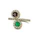 1 - Kevia Red Garnet and Emerald with Side Diamonds Bypass Ring 