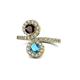 1 - Kevia Red Garnet and London Blue Topaz with Side Diamonds Bypass Ring 