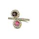 1 - Kevia Red and Rhodolite Garnet with Side Diamonds Bypass Ring 