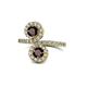 1 - Kevia Red Garnet with Side Diamonds Bypass Ring 