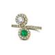 1 - Kevia Diamond and Emerald with Side Diamonds Bypass Ring 