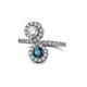 1 - Kevia Blue and White Diamond with Side Diamonds Bypass Ring 