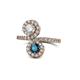 1 - Kevia Blue and White Diamond with Side Diamonds Bypass Ring 