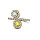 1 - Kevia Yellow and White Diamond with Side Diamonds Bypass Ring 