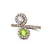 1 - Kevia Diamond and Peridot with Side Diamonds Bypass Ring 