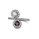 1 - Kevia Diamond and Red Garnet with Side Diamonds Bypass Ring 
