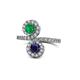 1 - Kevia Emerald and Blue Sapphire with Side Diamonds Bypass Ring 