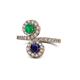 1 - Kevia Emerald and Blue Sapphire with Side Diamonds Bypass Ring 