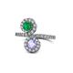 1 - Kevia Emerald and Tanzanite with Side Diamonds Bypass Ring 