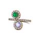 1 - Kevia Emerald and Tanzanite with Side Diamonds Bypass Ring 