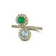 1 - Kevia Emerald and Aquamarine with Side Diamonds Bypass Ring 