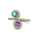 1 - Kevia London Blue Topaz and Amethyst with Side Diamonds Bypass Ring 