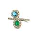 1 - Kevia London Blue Topaz and Emerald with Side Diamonds Bypass Ring 