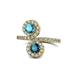 1 - Kevia London Blue Topaz and Blue Diamond with Side Diamonds Bypass Ring 