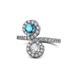 1 - Kevia London Blue Topaz and Diamond with Side Diamonds Bypass Ring 