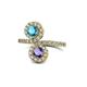1 - Kevia London Blue Topaz and Iolite with Side Diamonds Bypass Ring 
