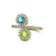 1 - Kevia London Blue Topaz and Peridot with Side Diamonds Bypass Ring 