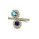 1 - Kevia London Blue Topaz and Blue Sapphire with Side Diamonds Bypass Ring 