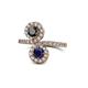 1 - Kevia Black Diamond and Blue Sapphire with Side Diamonds Bypass Ring 