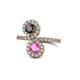 1 - Kevia Black Diamond and Pink Sapphire with Side Diamonds Bypass Ring 